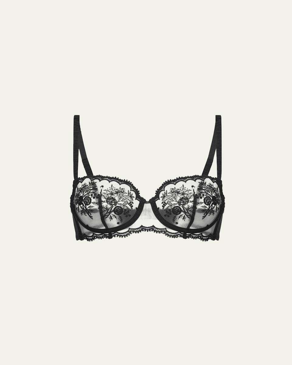 Intrigue Floral-Embroidered Demi Bra